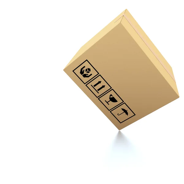 Kotak kardus pada latar belakang putih Ilustrasi 3d — Stok Foto