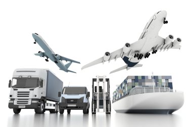 3d world wide cargo transport concept