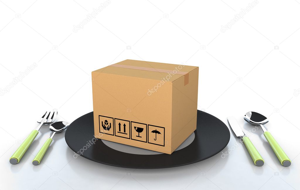 Cardboard boxes on white background 3d illustration