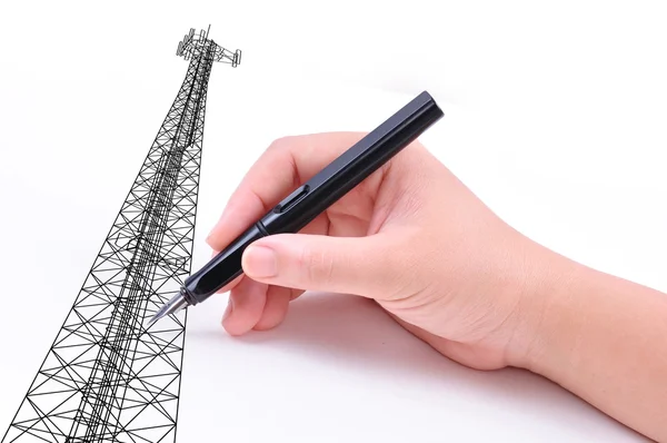 beyaz zemin üzerine el çizim iletişim Kulesi