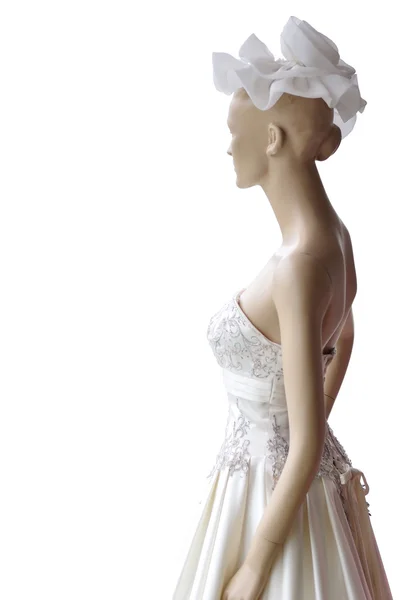 Wedding dress in a doll isolated with clipping paths — Stock Photo, Image