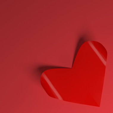 Kırmızı kağıt kalpler Sevgililer günü kartı