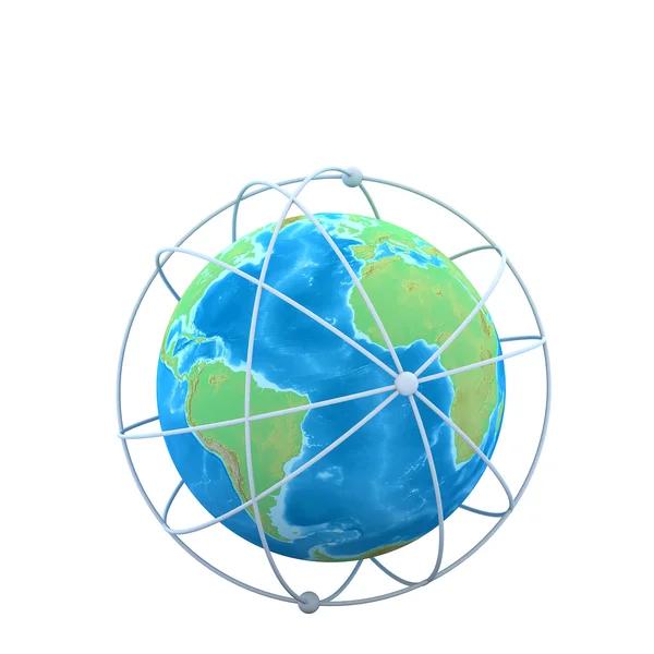 3d globe connections network design — Stock Photo, Image