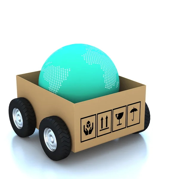 3D сучасний глобус у картонних коробках — стокове фото