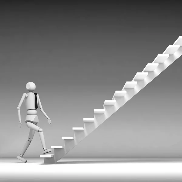 3d business man walking up stair — Stock Photo, Image