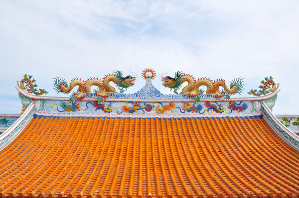 Dragon statue on china temple roof