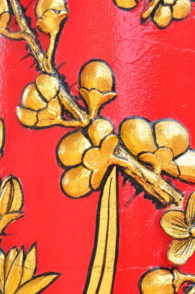 Çiçek Çin tarzı boya duvar — Stok fotoğraf