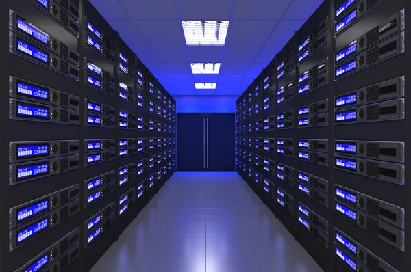 3d Modern interior of server room — Stock Photo, Image