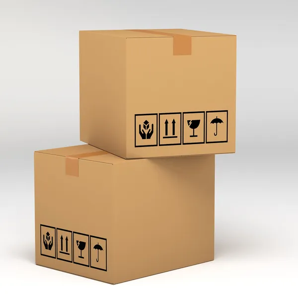 Cardboard boxes on white background 3d illustration — Stock Photo, Image