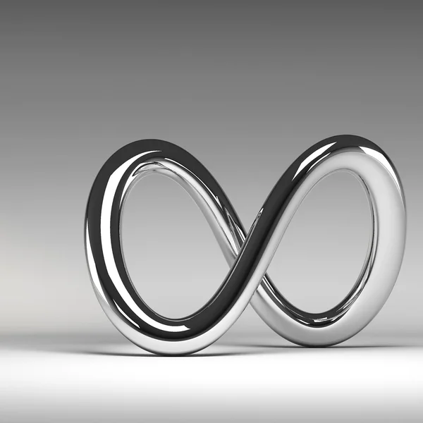 3D chrome abstract infinity sign — Stock Photo, Image
