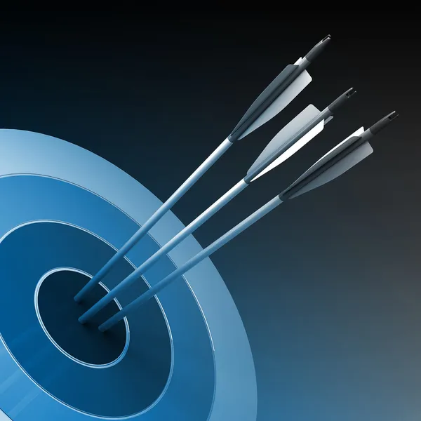 Arrows hitting the center of target - success business concept — Stock Photo, Image