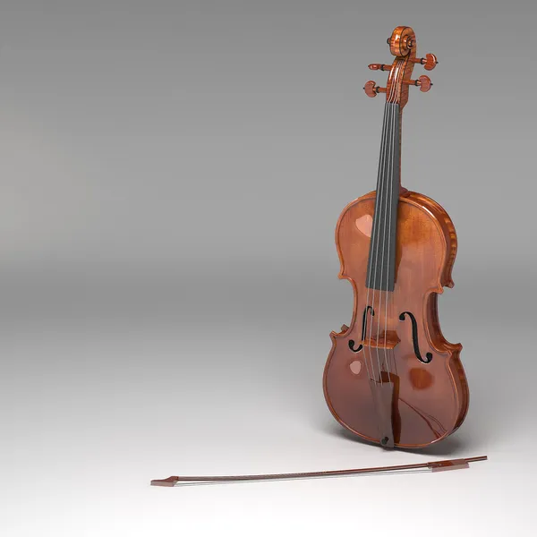 Violino classico su sfondo grigio — Foto Stock