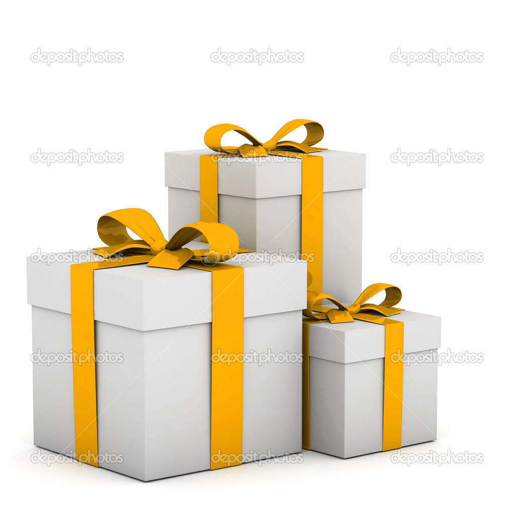 3d Gift box and ribbon