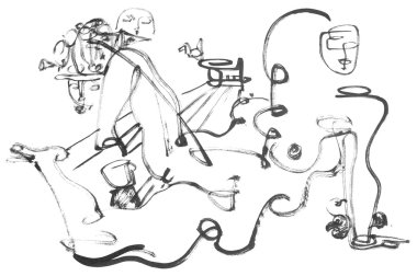 orijinal siyah suluboya resim