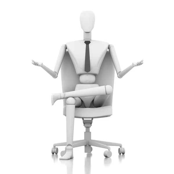 3D-zakenman pop zit op stoel — Stockfoto