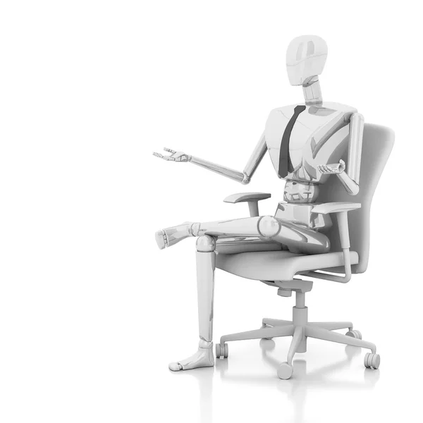 3d businessman doll is sitting on chair — Stock Photo, Image