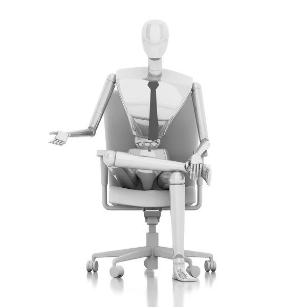 3d businessman doll is sitting on chair — Stock Photo, Image