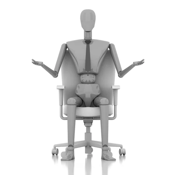 3d businessman doll is sitting on chair — Stock Photo, Image