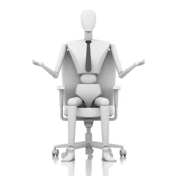 3d businessman doll is sitting on chair — Stock Photo, Image