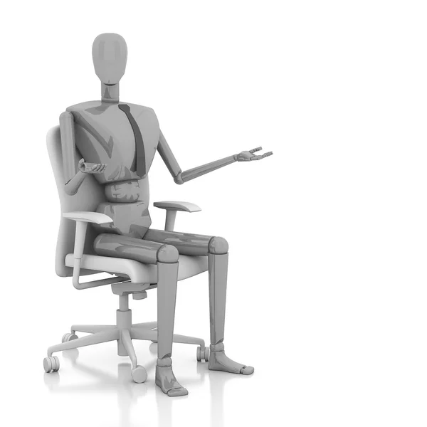 3d businessman doll is sitting on chair — Stock Photo, Image