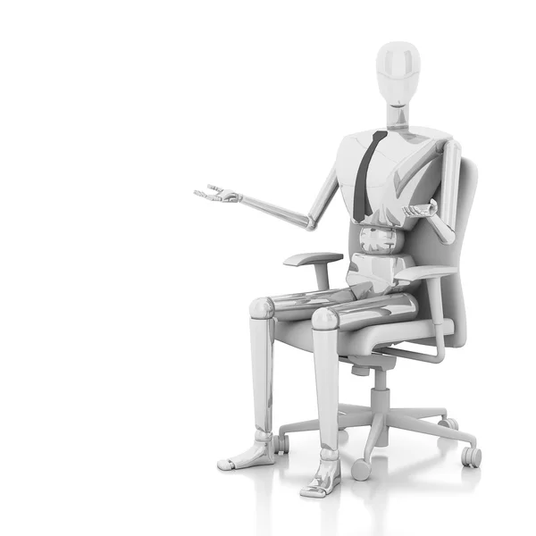 3d businessman doll is sitting on chair — Stock Photo, Image