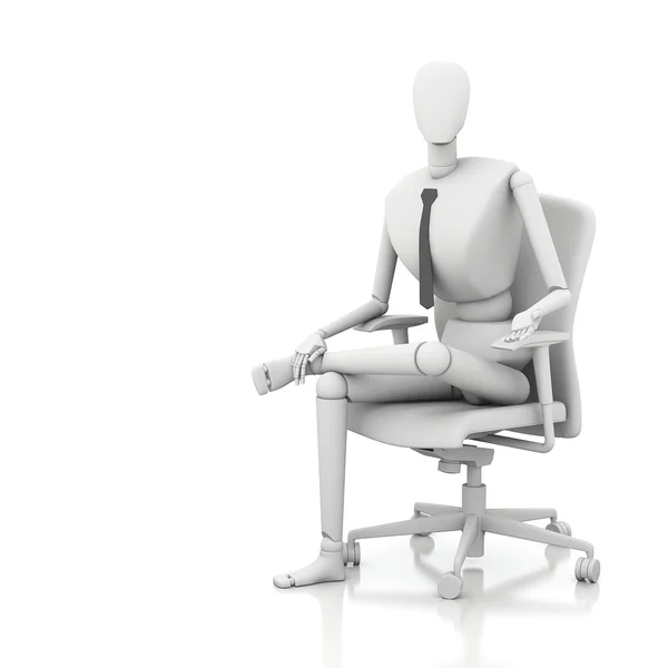 3d hombre de negocios muñeca está sentado en silla — Foto de Stock
