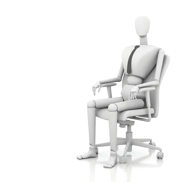 3d businessman doll is sitting on chair — Stock Photo, Image