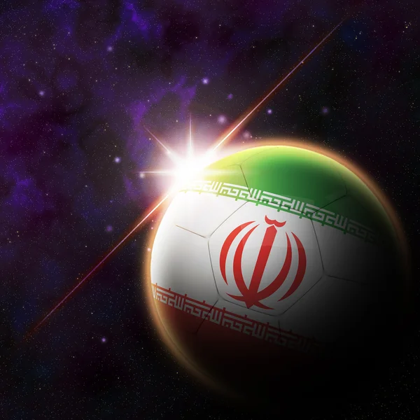 Iran Bandiera sul pallone da calcio 3d — Foto Stock