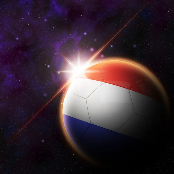 荷兰国旗上 3d 足球球 — 图库照片