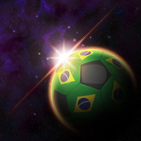 Brésil Drapeau sur le ballon de football 3d — Photo