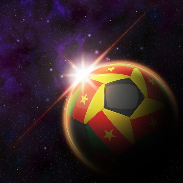 Drapeau de Camerroon sur le ballon de football 3D — Photo