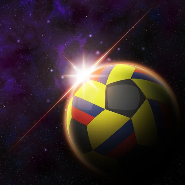 Colombia flagga på 3d Fotboll boll — Stockfoto