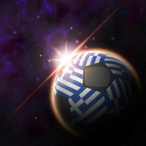 Bandera de Grecia en la bola de fútbol 3d —  Fotos de Stock