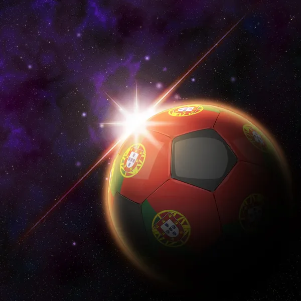 Portugal Flag on 3d football ball — Stock Photo, Image