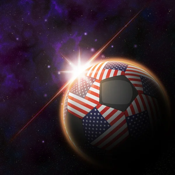 Drapeau des États-Unis sur le ballon de football 3D — Photo