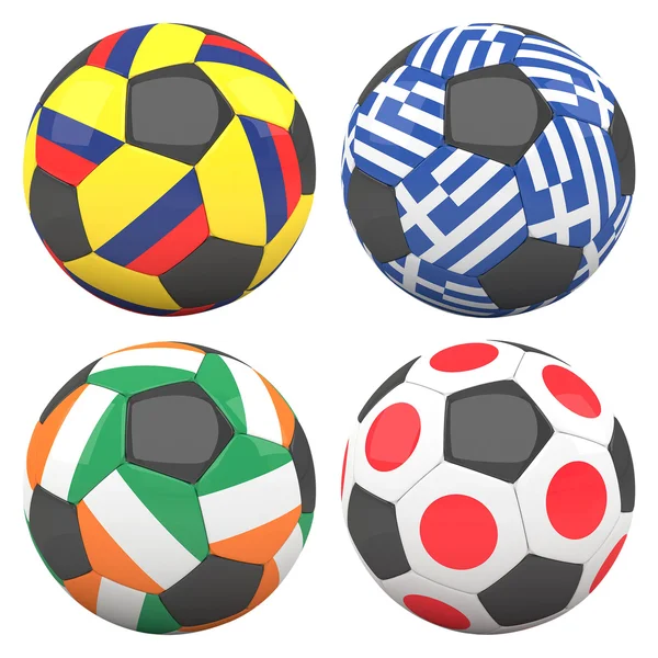 Bolas de fútbol 3D con banderas de equipos del grupo C —  Fotos de Stock