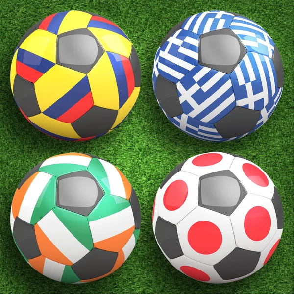 Bolas de fútbol con banderas de equipos del grupo C —  Fotos de Stock