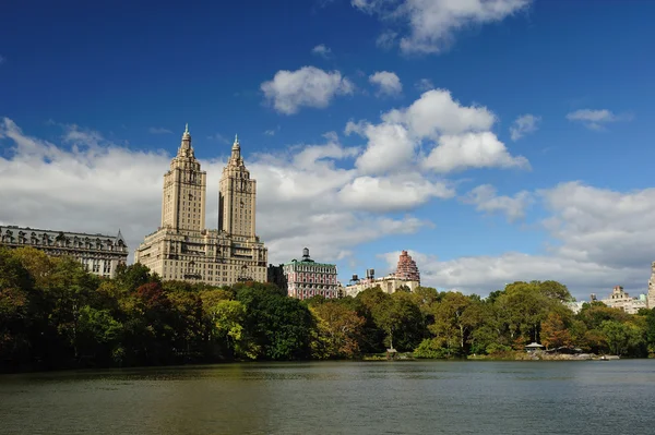 Twin building from central park — Stock Photo, Image