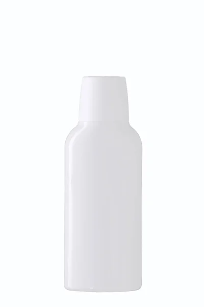 Λευκό άδειο πλαστικό μπουκάλι για καλλυντικό προϊόν που απομονώνεται σε λευκό φόντο. Mockup για branding.Object στούντιο γυρίσματα — Φωτογραφία Αρχείου