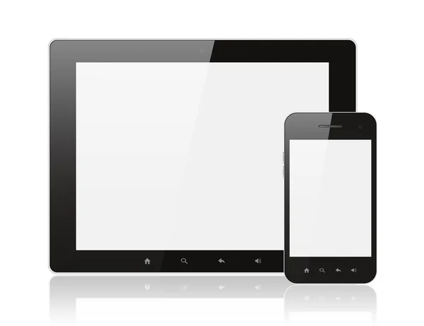 Moderní realistické digitální počítač tablet pc s smartphone — Stock fotografie