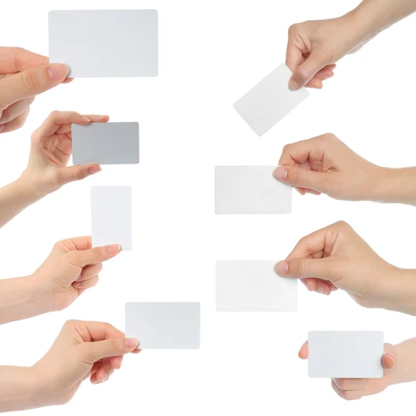 Hands hold business cards — Stock Photo, Image