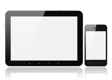 Modern gerçekçi dijital tablet pc ile smartphone