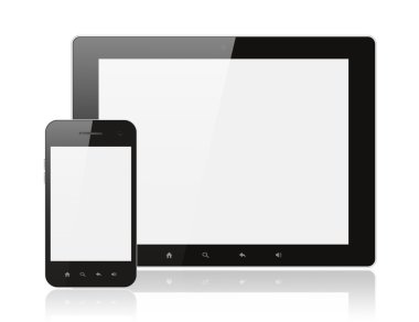 Modern gerçekçi dijital tablet pc ile akıllı telefon