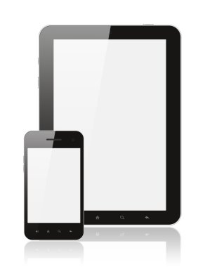 Modern gerçekçi dijital tablet pc ile akıllı telefon