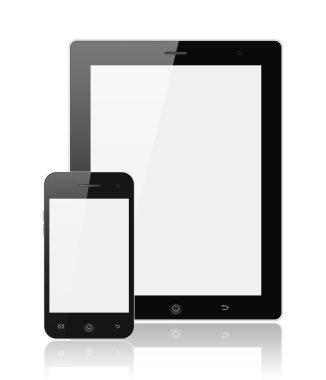 Modern gerçekçi dijital tablet pc ile akıllı telefon