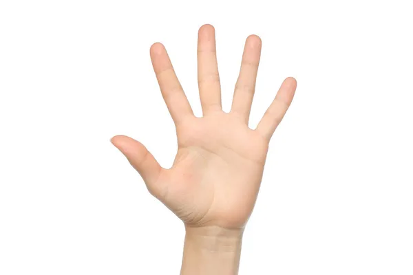 Donna mano mostrando cinque dita — Foto Stock