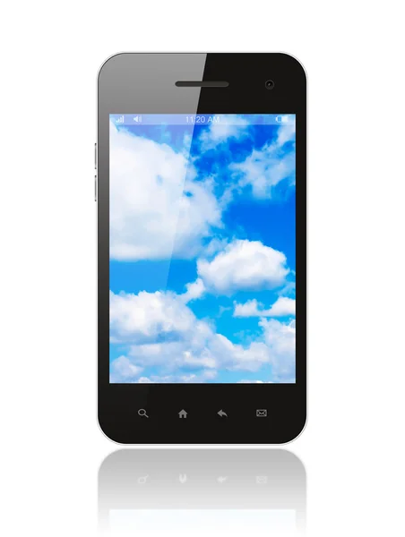 Smart phone with blue sky — Stock Photo, Image