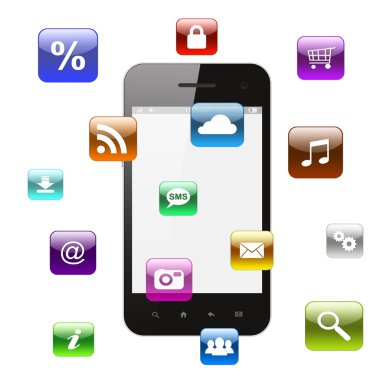simgeler uçan ile akıllı telefon
