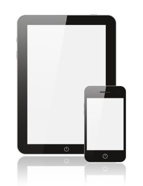 Modern gerçekçi dijital tablet pc ile akıllı telefon