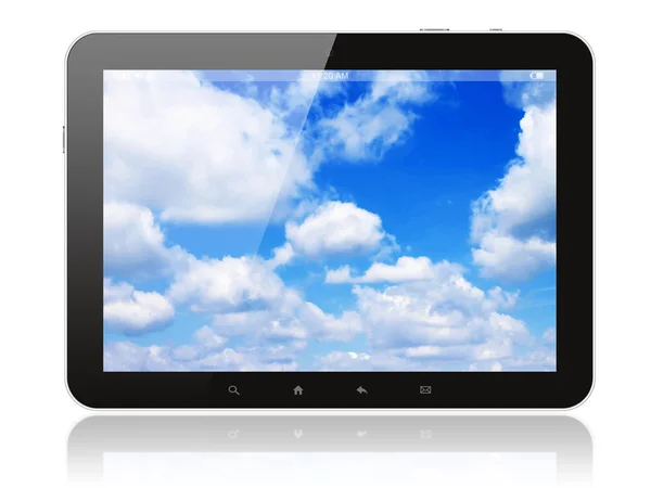 Tablette pc avec ciel bleu — Photo